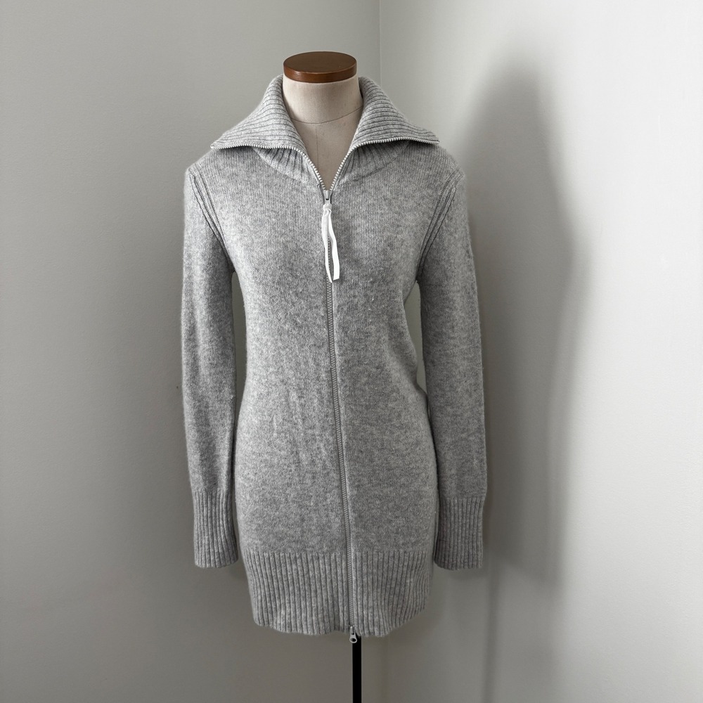 Old Navy Medium Perfect Fit Gray Wool Angora Blend Zip Tunic Sweater Cardigan